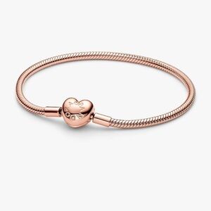 Pandora Moments Heart Clasp Snake Chain Bracelet - 7.9” - NWOT